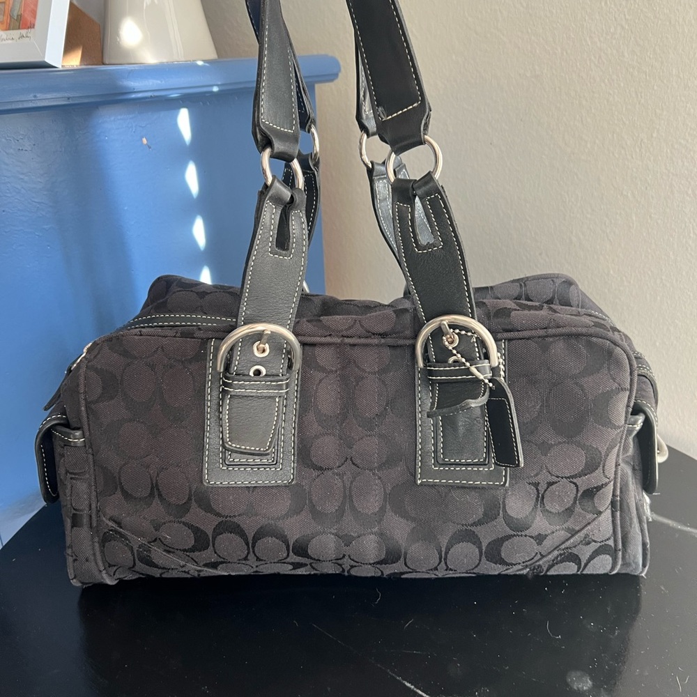 Coach Black Canvas Satchel Shoulder Bag